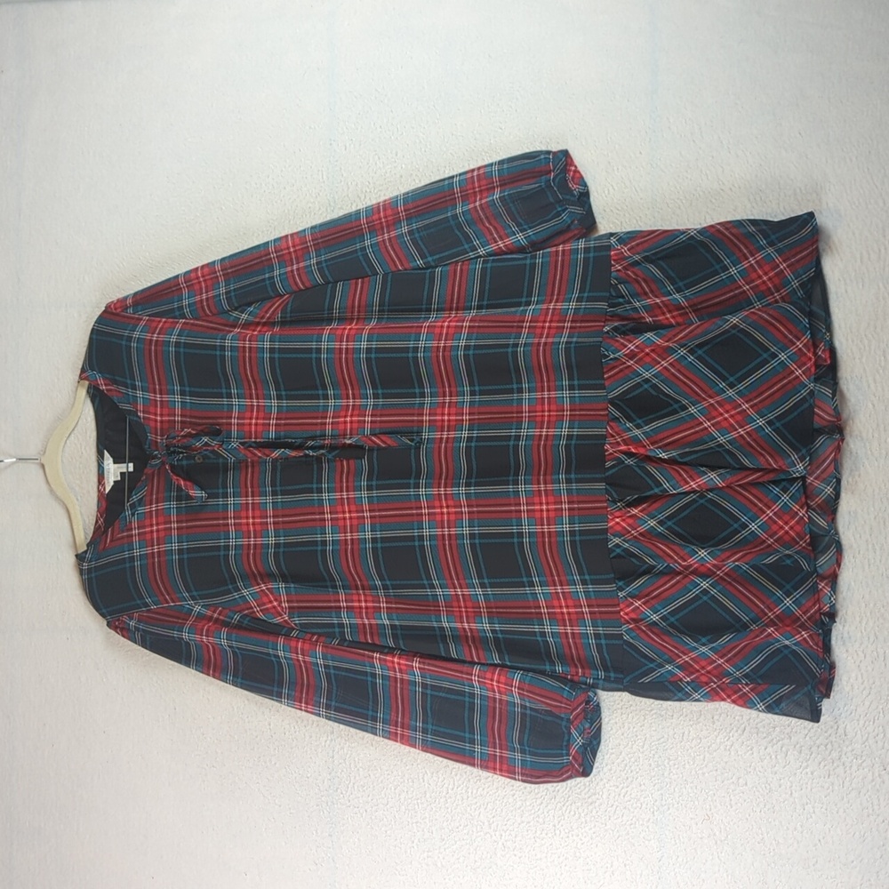 Draper James Women's Plaid Holiday Long Sleeve Midi Dress Size L
